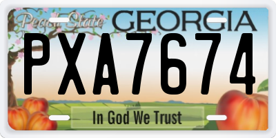 GA license plate PXA7674