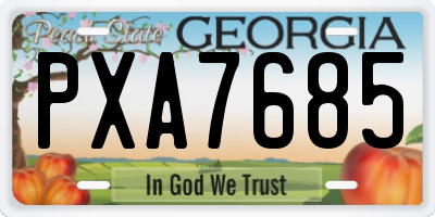 GA license plate PXA7685