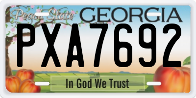 GA license plate PXA7692