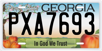 GA license plate PXA7693