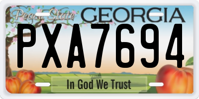 GA license plate PXA7694