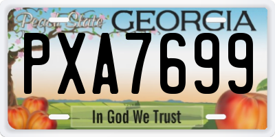 GA license plate PXA7699