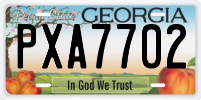 GA license plate PXA7702