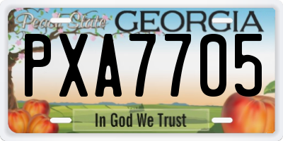 GA license plate PXA7705