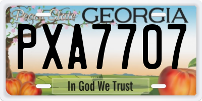 GA license plate PXA7707