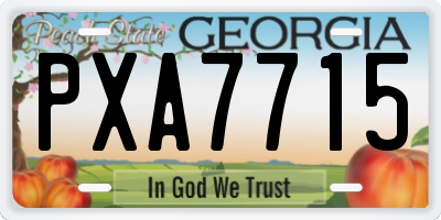 GA license plate PXA7715