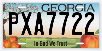GA license plate PXA7722