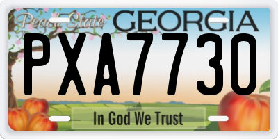GA license plate PXA7730
