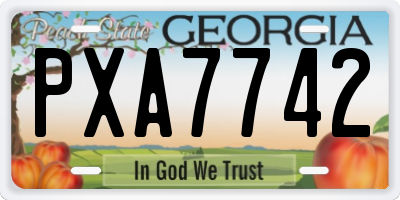 GA license plate PXA7742