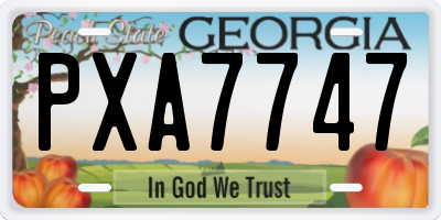 GA license plate PXA7747