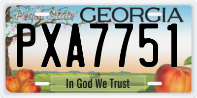 GA license plate PXA7751