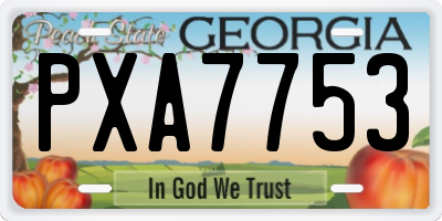 GA license plate PXA7753