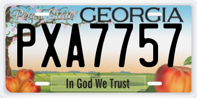 GA license plate PXA7757