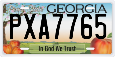 GA license plate PXA7765