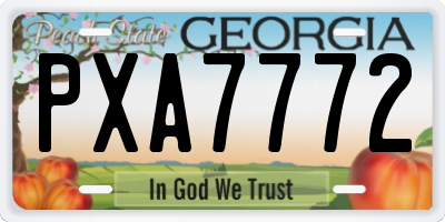 GA license plate PXA7772