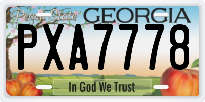 GA license plate PXA7778