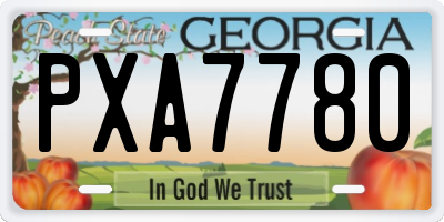 GA license plate PXA7780