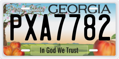 GA license plate PXA7782
