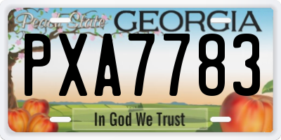 GA license plate PXA7783