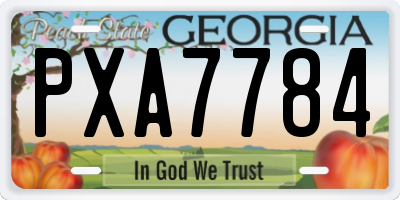 GA license plate PXA7784