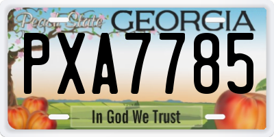 GA license plate PXA7785