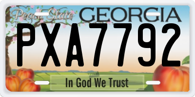 GA license plate PXA7792