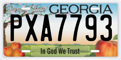 GA license plate PXA7793