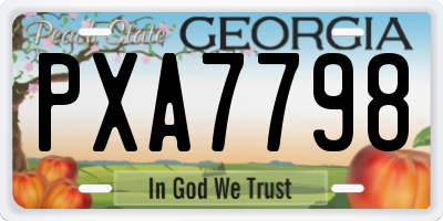 GA license plate PXA7798