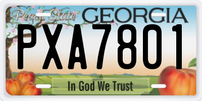 GA license plate PXA7801