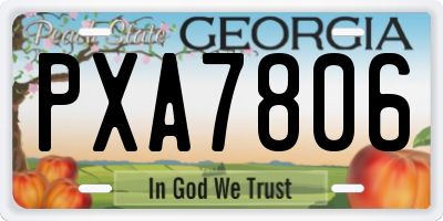 GA license plate PXA7806