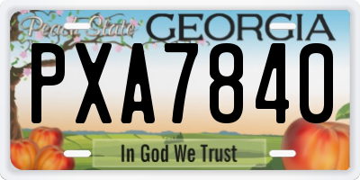 GA license plate PXA7840