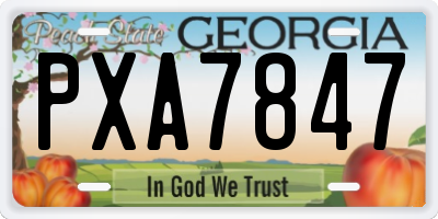 GA license plate PXA7847