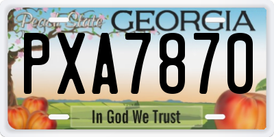 GA license plate PXA7870
