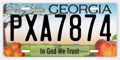 GA license plate PXA7874