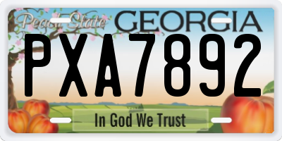 GA license plate PXA7892