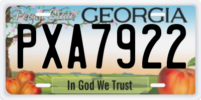 GA license plate PXA7922