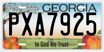 GA license plate PXA7925