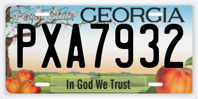 GA license plate PXA7932