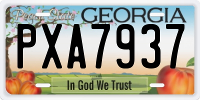 GA license plate PXA7937