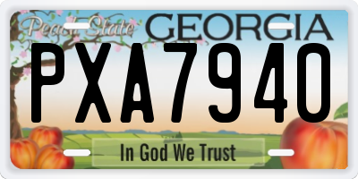 GA license plate PXA7940