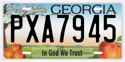 GA license plate PXA7945