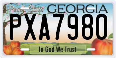 GA license plate PXA7980