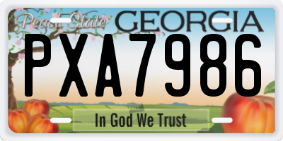 GA license plate PXA7986