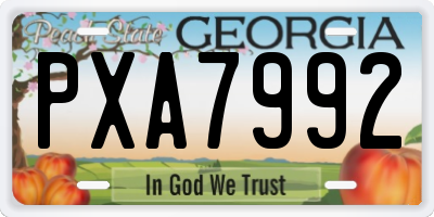 GA license plate PXA7992
