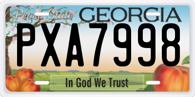 GA license plate PXA7998