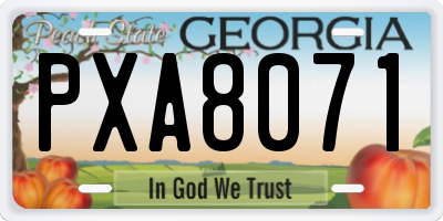 GA license plate PXA8071