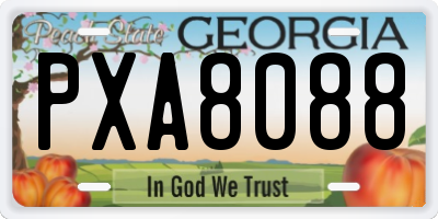 GA license plate PXA8088