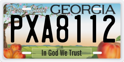 GA license plate PXA8112