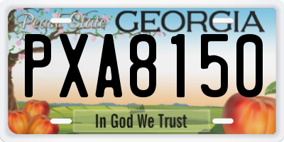 GA license plate PXA8150