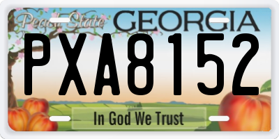 GA license plate PXA8152